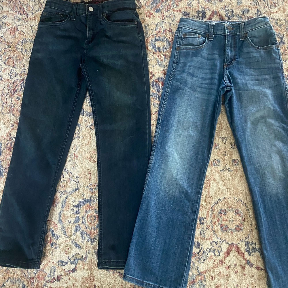 Straight Leg Blue and Black Jeans
